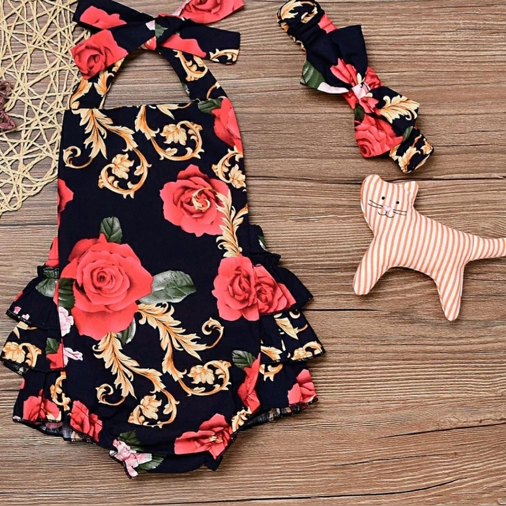The Rosie - Baby Girl Rose Floral Sunsuit